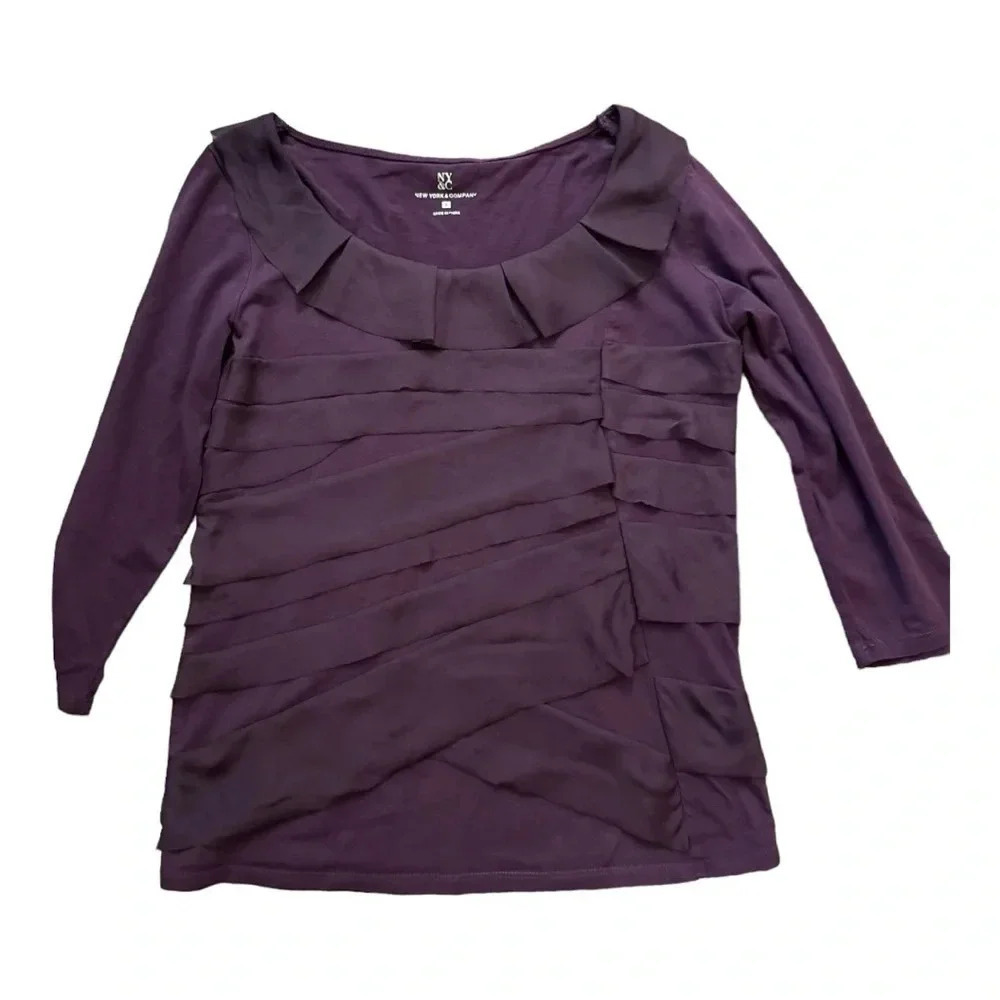 Tiered Ruffled Front Tee Shirt NEW YORK & CO